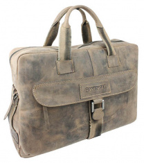 Портфель на молнии WENGER "STONEHIDE", коричневый, кожа, 55х11x40 см